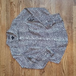 (12P) Talbots Petites Leopard Print Lightweight Button Down Shirt Academia Work